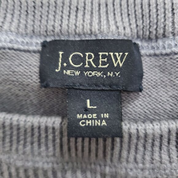 J. Crew Men's Slate Gray 100% Cotton Knit Crew Neck Banded Preppy Sweater Size L - Picture 5 of 7
